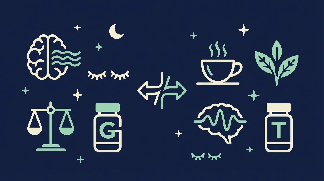 수면 보조제 비교: 가바(GABA) vs 테아닌 대표 이미지 미니멀 일러스트