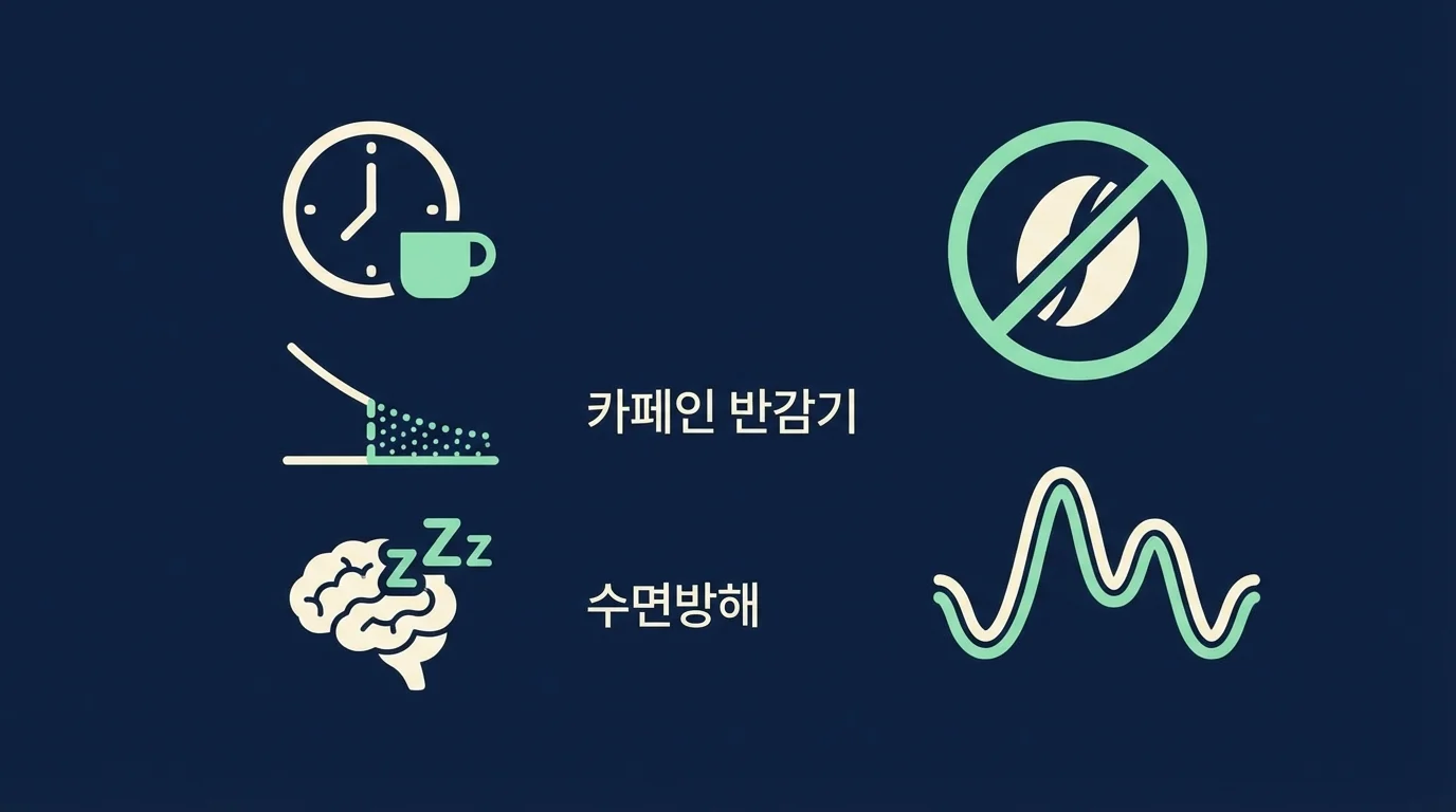 오후 커피가 위험한 이유: 카페인 반감기 대표 이미지 미니멀 일러스트