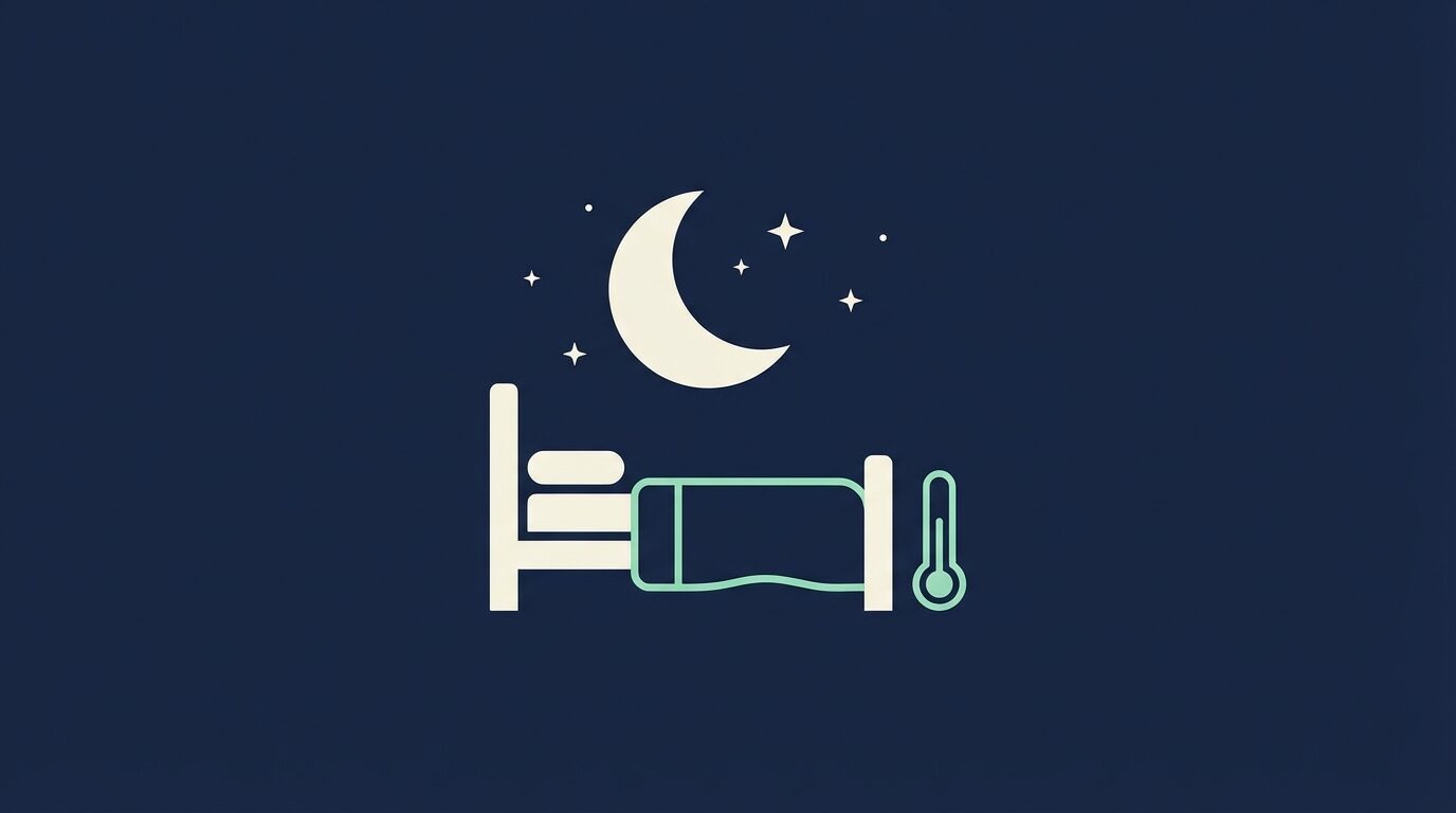 수면의 질을 상징하는 달과 침대 아이콘 미니멀 일러스트