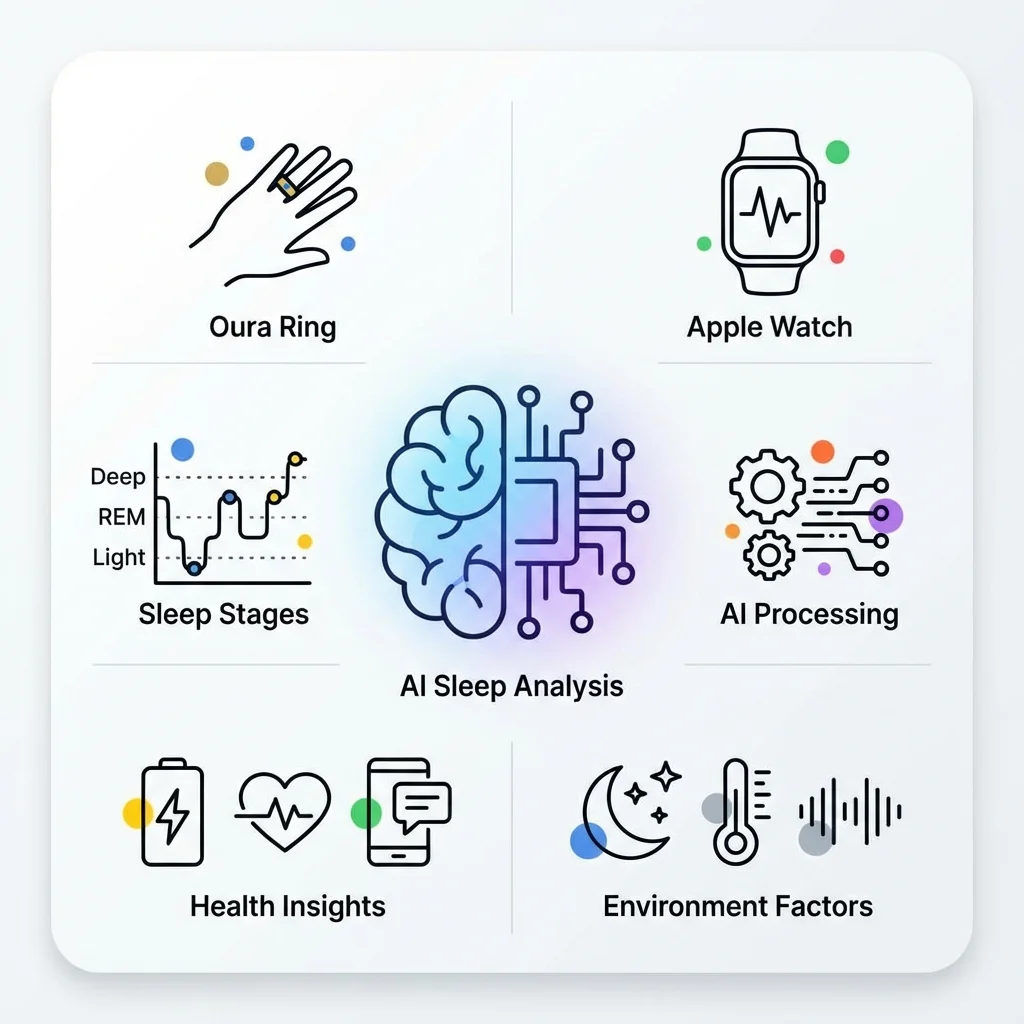 AI 수면 트래커로 내 수면 패턴 분석하기 핵심 요소 인포그래픽