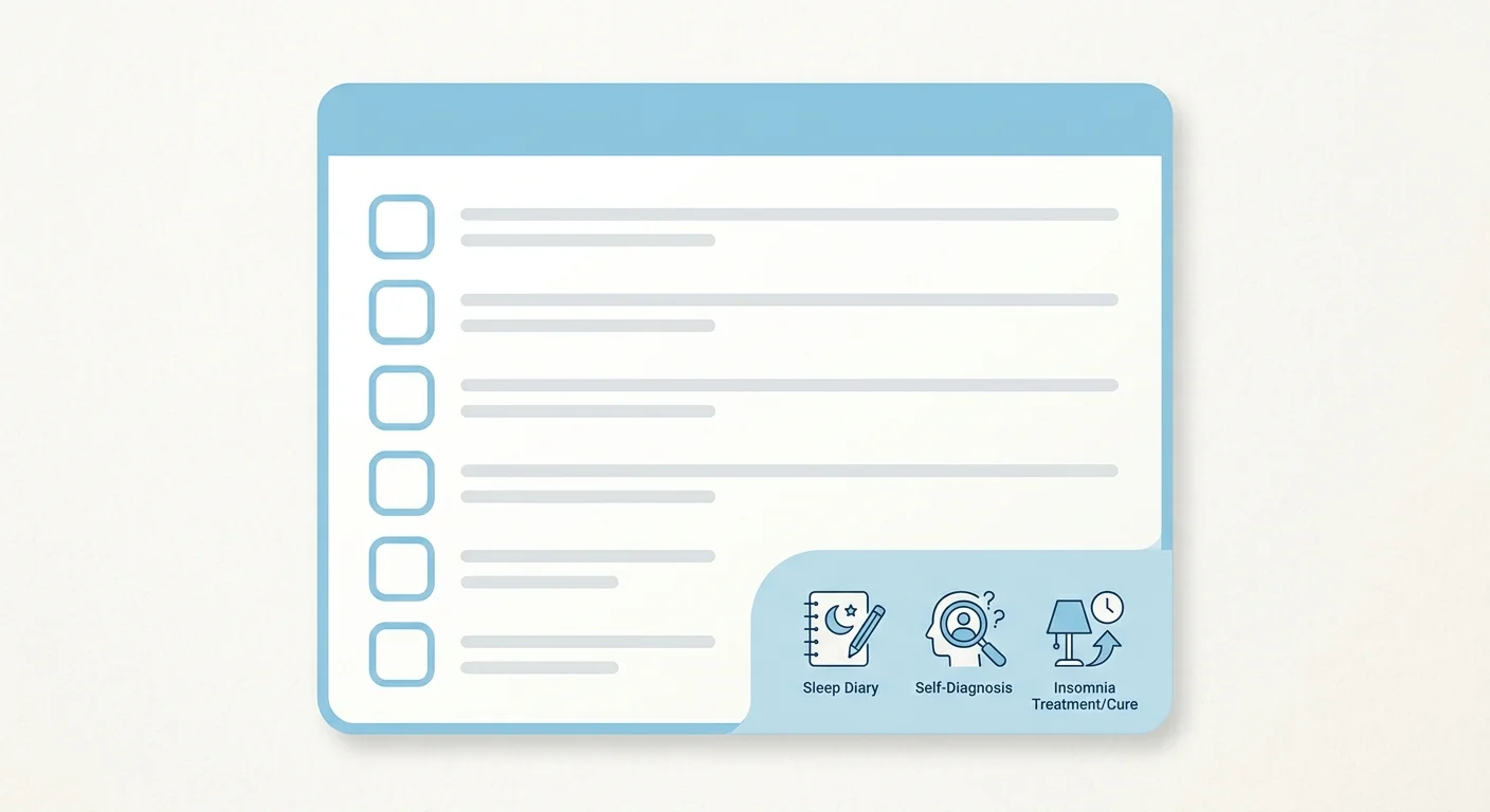 수면 일기로 찾는 불면증의 원인과 해결책 체크리스트 카드