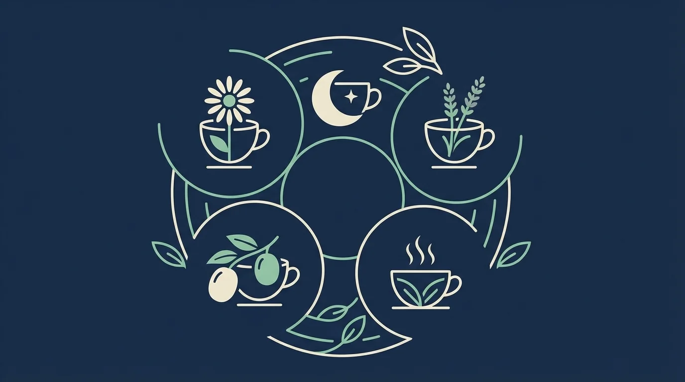 취침 전 마시는 따뜻한 허브차 베스트 5 대표 이미지 미니멀 일러스트