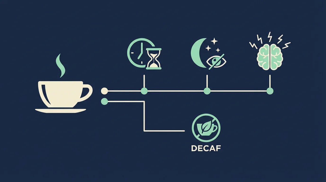 오후 커피가 위험한 이유: 카페인 반감기 대표 이미지 미니멀 일러스트