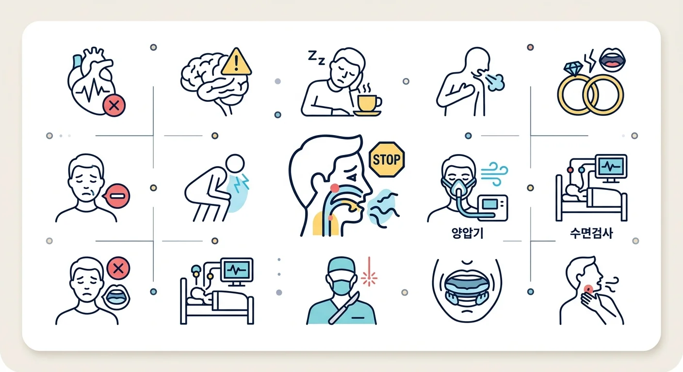 코골이와 수면무호흡증의 위험성과 치료법 본문 중간 인포그래픽